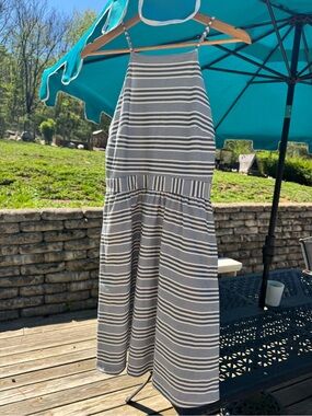 Banana Republic Striped Halter Midi Skirt in Navy and White
